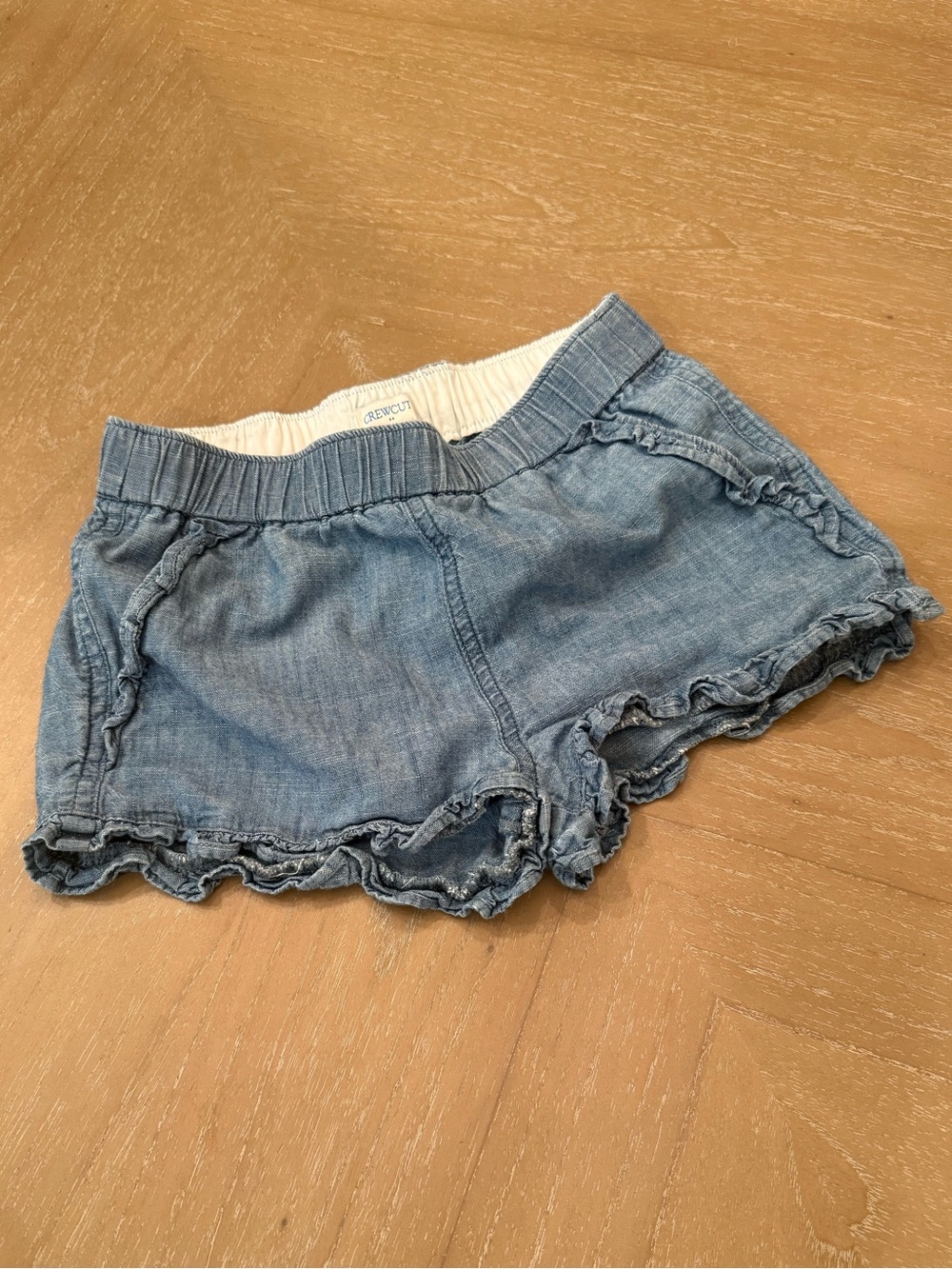 Crewcuts Light Blue Denim Ruffle Hem Shorts